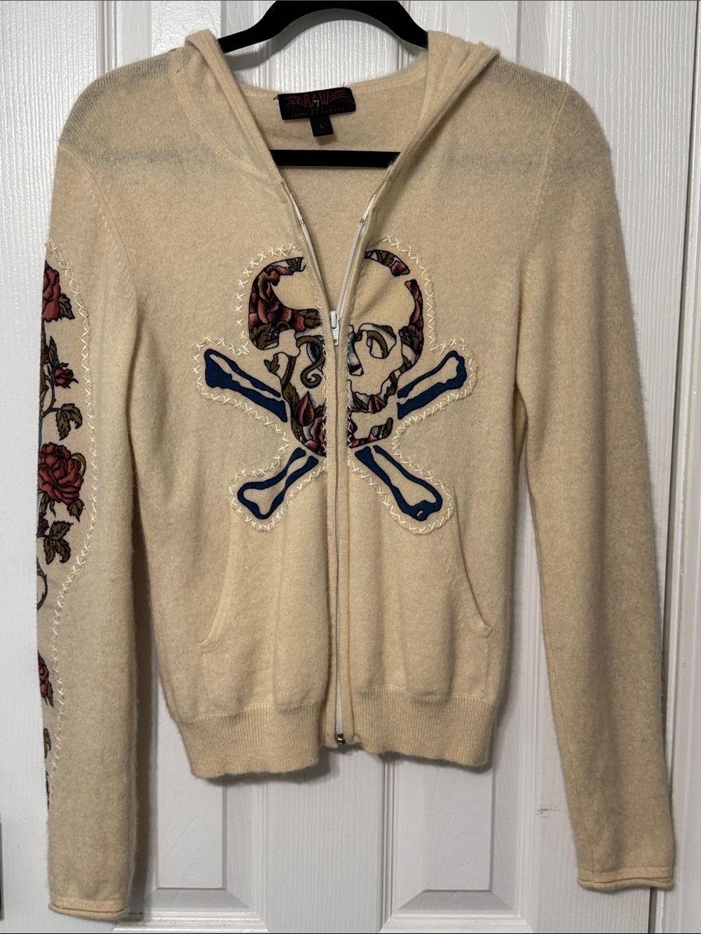 *VINTAGE Y2K* RAW7 100% Cashmere Cream Hooded Zip Sweater from Nordstrom